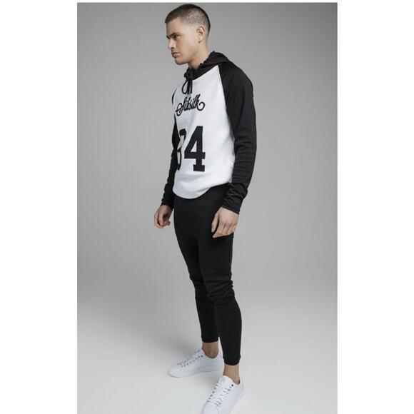 Siksilk White Black Overhead Retro Sports Hoodie Men's Size Medium NWT - Picture 1 of 10